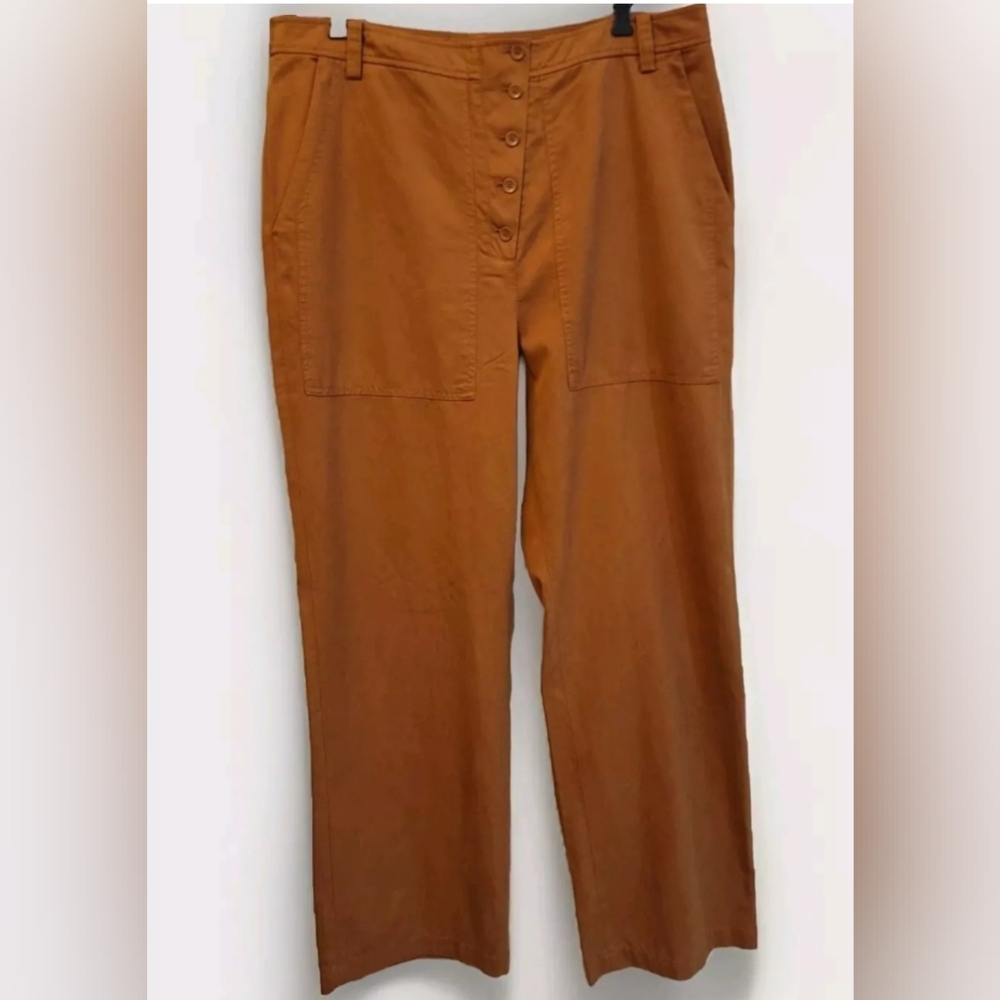 Treasure & Bond Baggy Button Up Brown Pants w/Pockets Belt Loops Plus Size 18